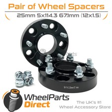Bolt-On Wheel Spacers (2) 5x114.3 67.1 25mm for Mazda MX-5 [Mk3] 05-15