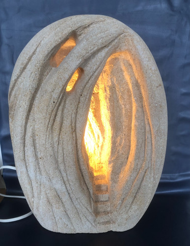 Lampe sculpture pierre de - lampe,