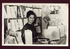vintage photo . record seller and turntables. Teppaz