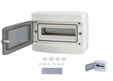 Tableau électrique étanche 12 modules IP65 +  borniers + 10 entrées câble