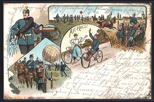 Lithographie soldats avec