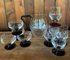 Service en cristal Art Déco carafe et verres pied améthyste Art déco 1950