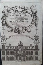 Frontispice d'un Traité espagnol de droit criminel 1675