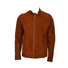 Veste homme 100 % pur daim fait main marron daim café racer moto motard veste