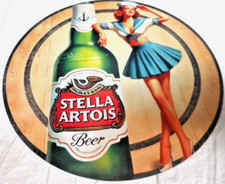 Plaque Métal Tôlée Vintage 20X20  BOISSON BIERE PIN UP STELLA ARTOIS