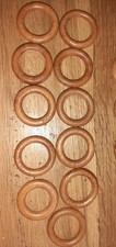 Lot De 11 Anneaux De Rideau  En Bois Massif Diamètre Intérieur 2.5 Cm