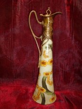 Cruche Pichet Fleur Iris Style Art Deco Style Art Nouveau Porcelaine