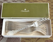 12 CHRISTOFLE MARLY SILVER METAL ENTREMET FORKS 17 CM