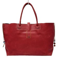 Auth HENRY CUIR - Red Leather Tote Bag