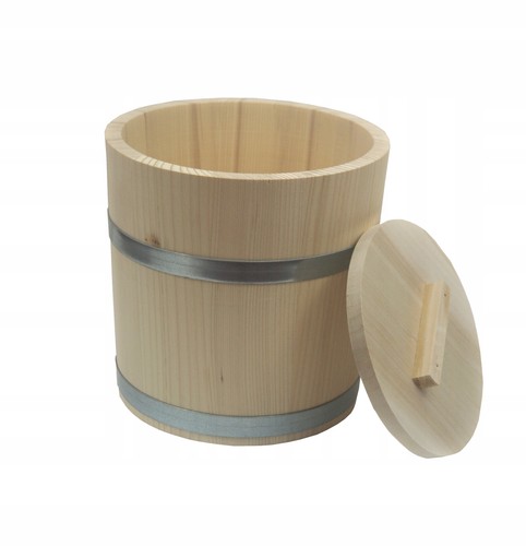 Seau bois avec - bois, couvercle