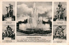 Carte postale, fontaine lumineuse dans le nouveau parc d'étangs du château à ...