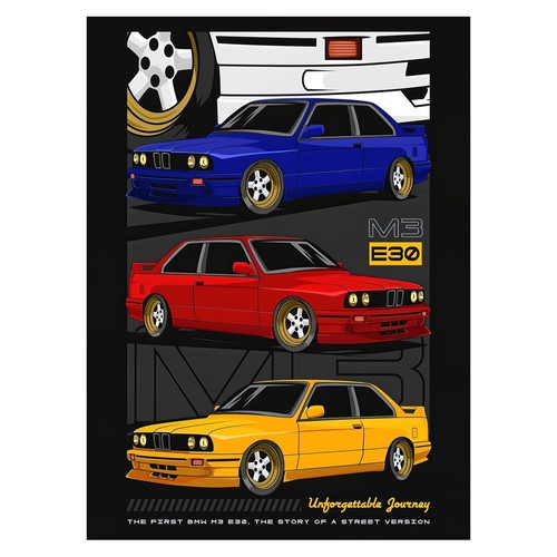Affiche rétro bmw e30 - rétro, m3