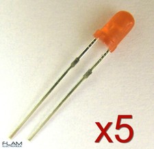 5x LED 5mm diode ORANGE - 2 broches /  5pcs ORANGE LED 5mm - 2 pins