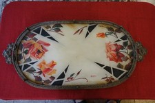 art deco centerpiece wrought iron and painted glass