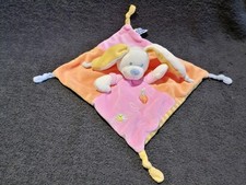 doudou plat lapin rose orange