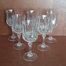 6 Verres À Pied En Cristal D'arques Modèle Longchamp, Hauteur 18,5cm
