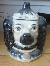 Staffordshire Earthenware Tobacco Pot Majolica Head Dog Spaniel