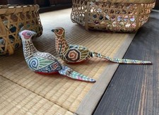 [New] Folk craft stuffed animal, pheasant and yamadori, woodcut hand-dyed