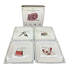 VTG 90’s Sakura Couture Table Art Shoe & Handbag Square Salad/Dessert Plate Set