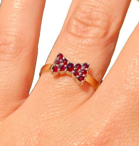 Bague nœud grenat bohême - grenat, de