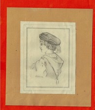 GX88-DESSIN ORIGINAL-SIGNÉ-ODE CROISMARE-[JEUNE PAGE]-19e