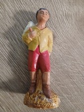 Ancien santon Devineau crèche Jésus Noël Hauteur 9.5  cm jeune garçon à l'oie 