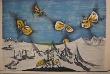 Jean Lurcat (1892-1966): Paysage Surréaliste Avec Des Papillons Signé