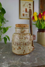 Sandstone pickle pot signed "JP", Jean-Pierre Prudhomme, clamp and cork stopper