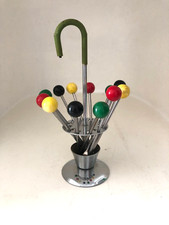superbe porte PIQUES apéritif apéro escargots mini fourchette parapluie vintage