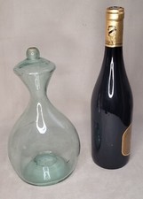 ancienne gourde 24cm  biberon de berger verre bleu XIX art poopulaire folk