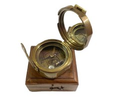 Nautical Brunton Compas Royal Navy Solid Brass Wooden Box/Maritime Working Gift