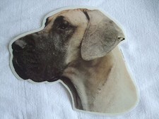 GRAND AUTOCOLLANT  - motif  Tête DOGUE ALLEMAND FAUVE oreilles non coupées N°2