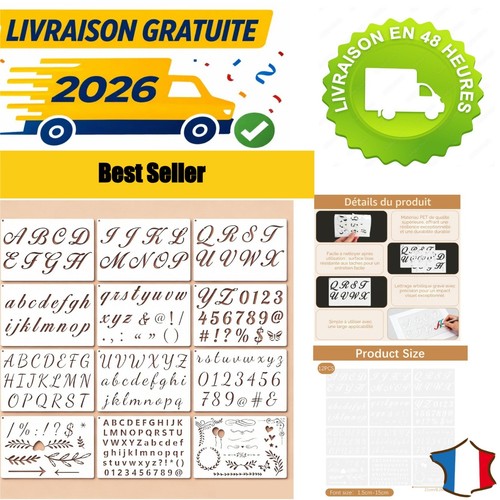 Pochoirs lettres chiffres - , 12