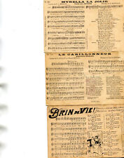 LOT 3 Cards on Song Sheet Music Lyrics and Music 