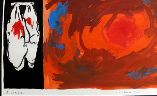 Grande gouache 1962 abstraite
