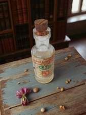 Old empty pharmacy bottle Marseille vintage, decoration cabinet of curiosities rare