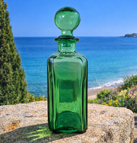 Carafe verre vert - verre, avec