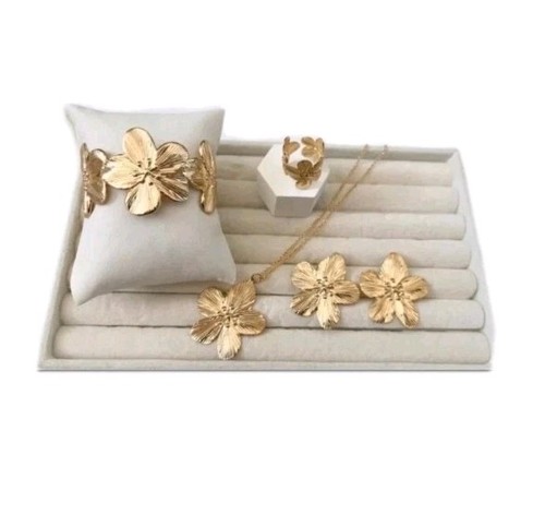 Parure fleur acier - fleur, or