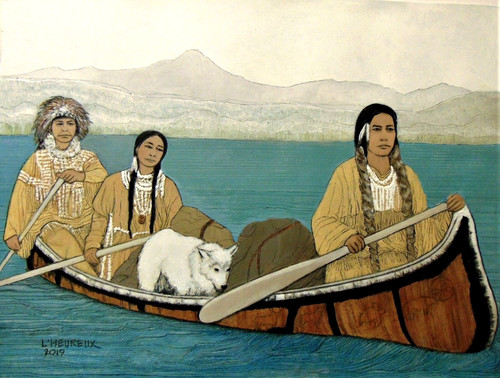 Original painting canoe - original, on