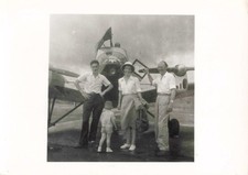 OLD PHOTOGRAPH ~1950 GUIANA AIRPORT PILOT AND PASSENGERS IN FRONT OF THE PLANE