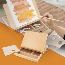 Chevalet de table en bois tiroir et palette compartiments de rangement pliable