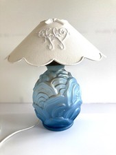 Lampe Art Déco en verre bleu