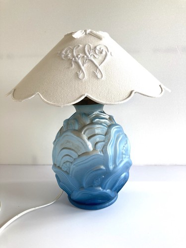 Lampe art déco verre bleu - déco, en