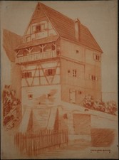 Maison À Poutres. Dessin Au