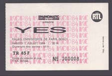 YES . TICKET CONCERT PARIS BERCY . 1984 . ( YA60 ) .