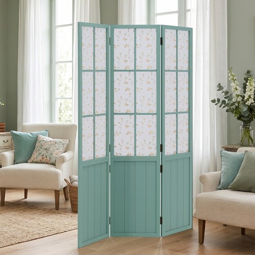 Paravent bois turquoise - en,