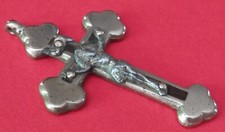 Antique Metal and Wood Crucifix Cross Pendant