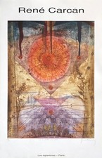 René Carcan Poster Affiche signée numérotée Les Bretelles du ciel 1985 81x52 cm