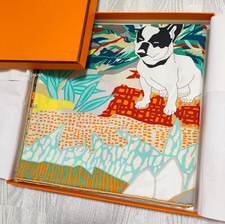 Unused w/box HERMES Carre 90 En Liberte ! Dog 35in Silk Scarf 90cm US duty free