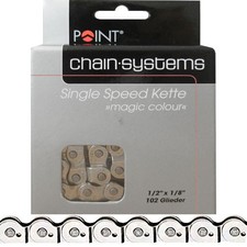 Chaîne POINT Singlespeed 1x 102 maillons pour BMX Trial Freestyle Argent